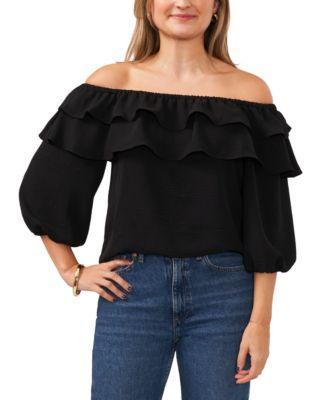 Petite Double-Ruffled Off-The-Shoulder Top Product Image