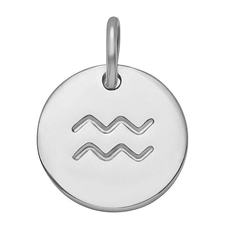 PRIMROSE Sterling Silver Etched Zodiac Disc Charm, Womens, Sterling Scorpio Product Image