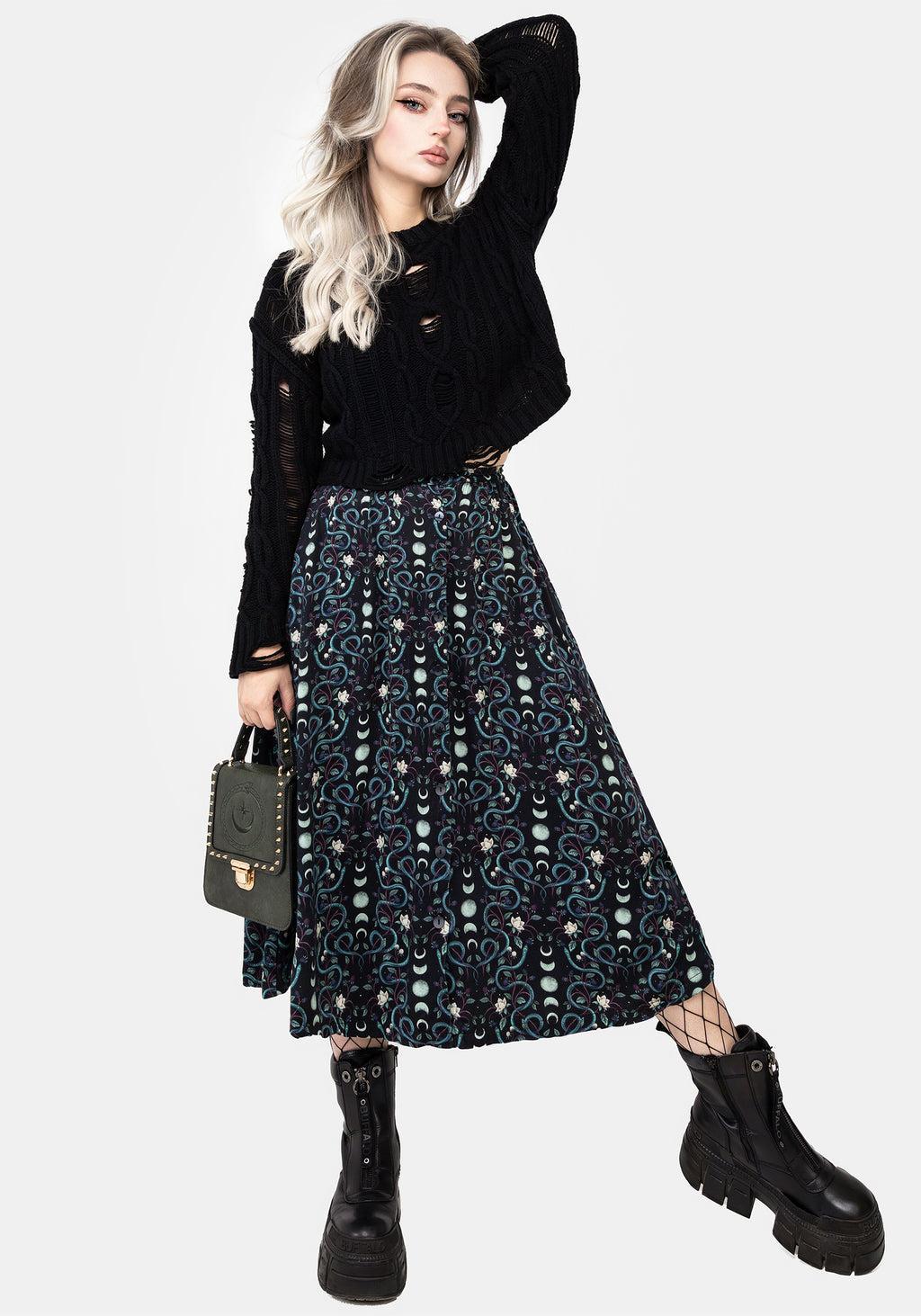 Pythia Print Button Up Midi Skirt Product Image