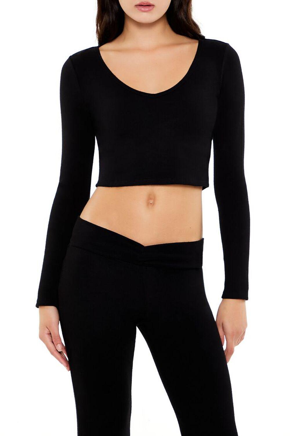 V-Neck Long-Sleeve Crop Top | Forever 21 product image