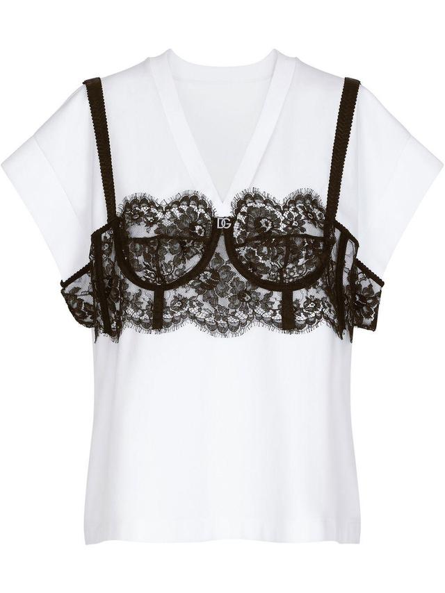 lace-detail bustier T-shirt Product Image