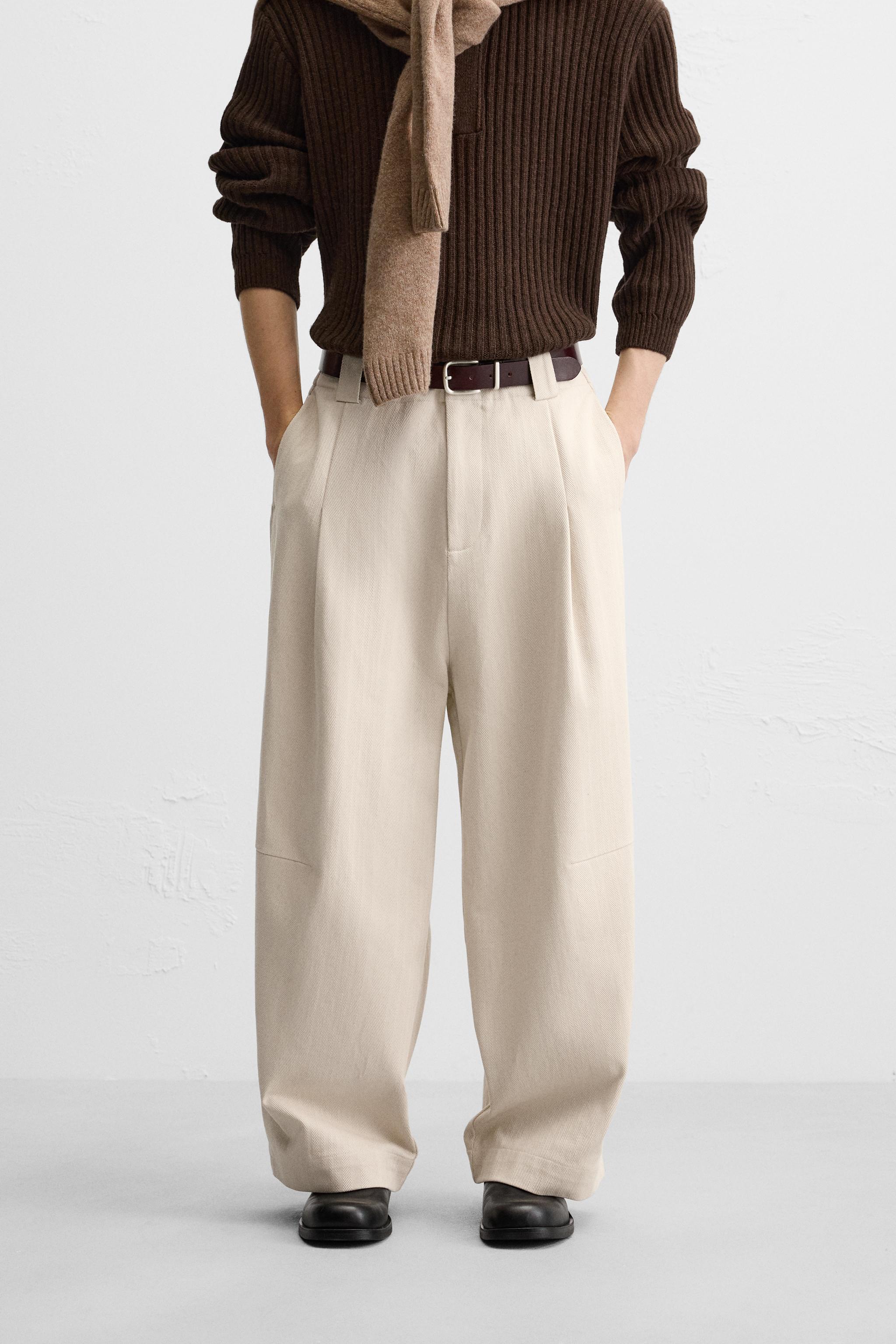 HERRINGBONE WIDE FIT PANTS Product Image