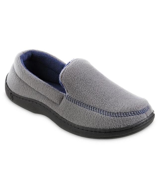 isotoner Roman Recycled Fleece Mens Moccasin Slippers Blue Product Image