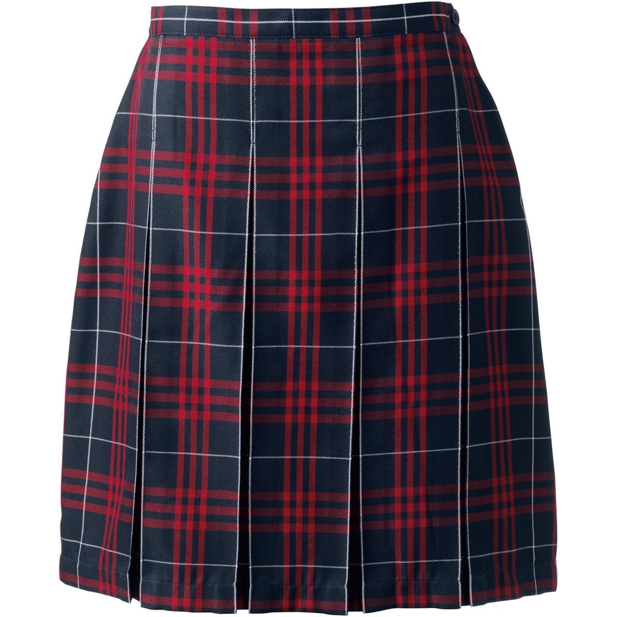 Womens Lands End School Uniform Plaid Box Pleat Skirt Blue Large Plaid Product Image