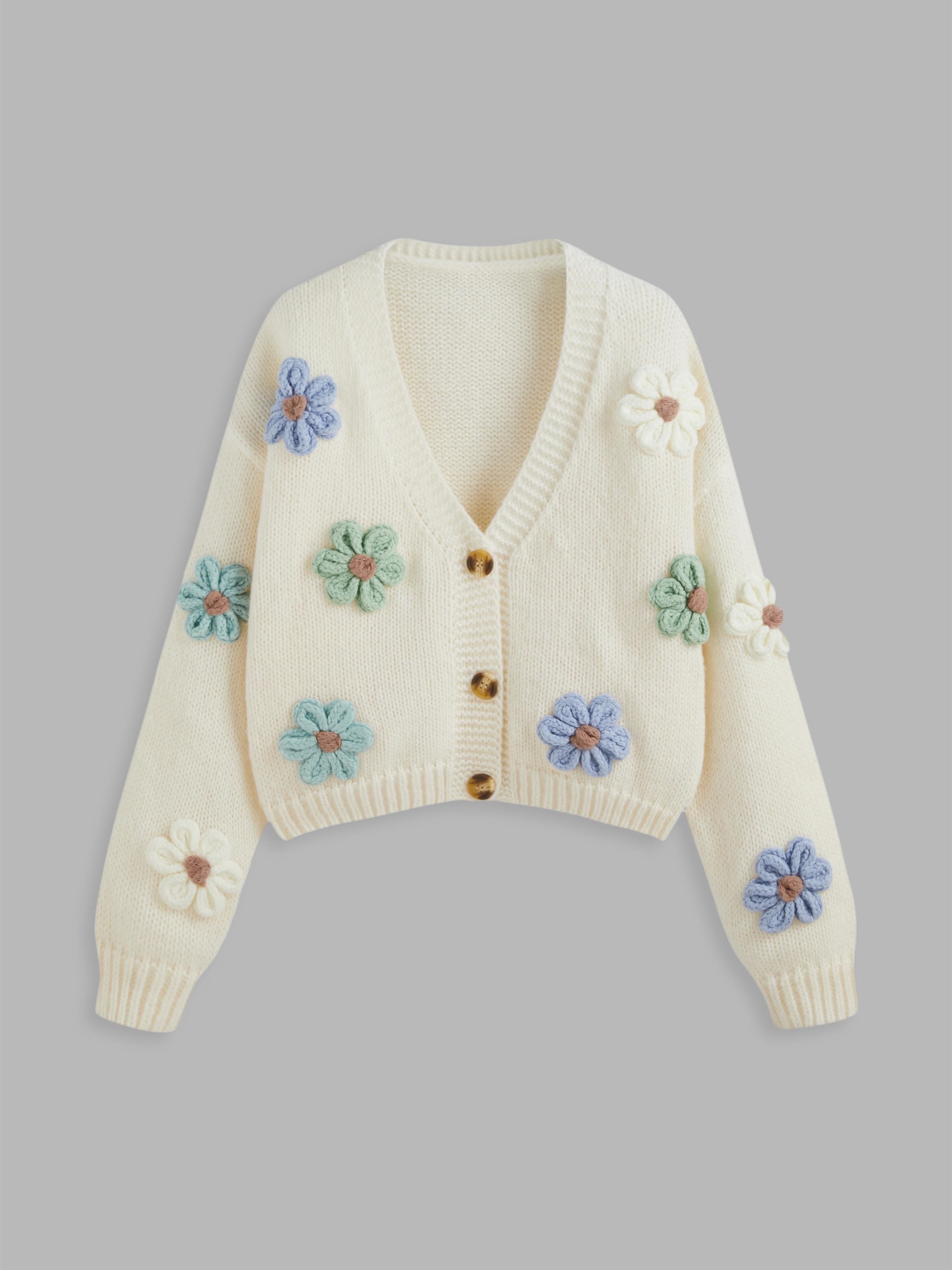 V-neck Button Flower Cardigan product image