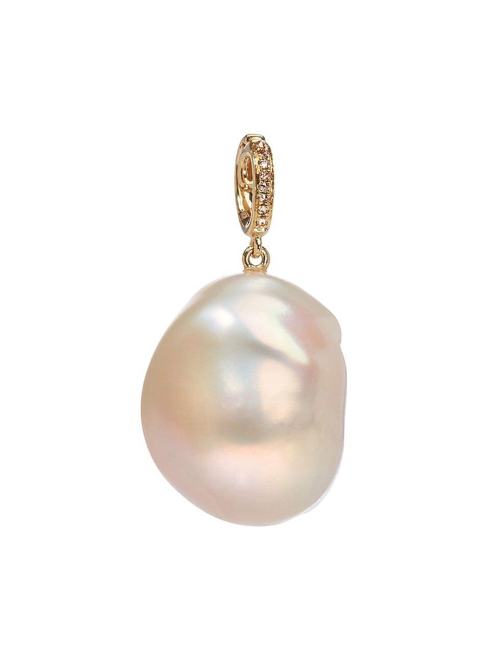 Womens 18K Yellow Gold, Baroque Pearl 0.02 TCW Diamond Pendant Product Image