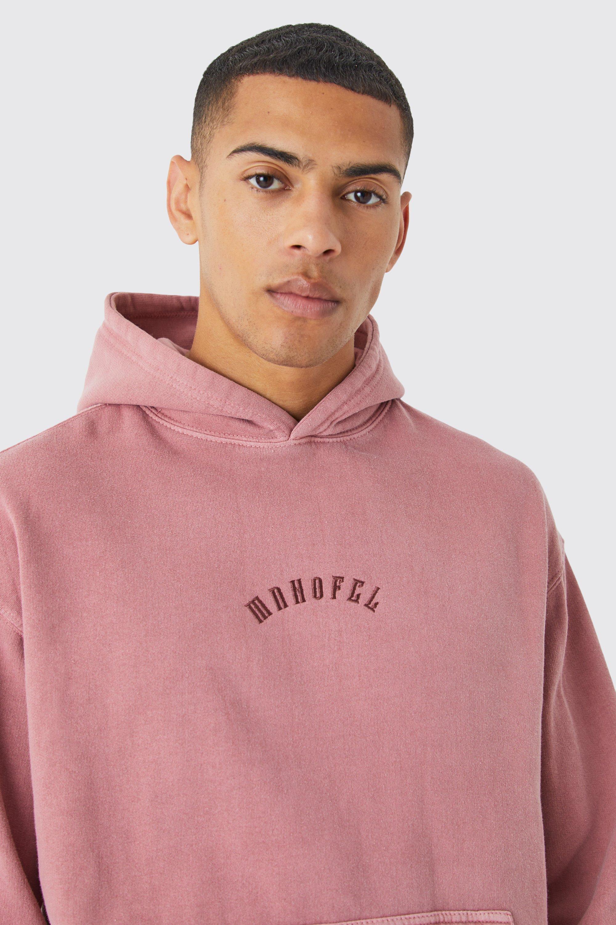 Oversized Washed Embroidered Hoodie | boohooMAN USA Product Image