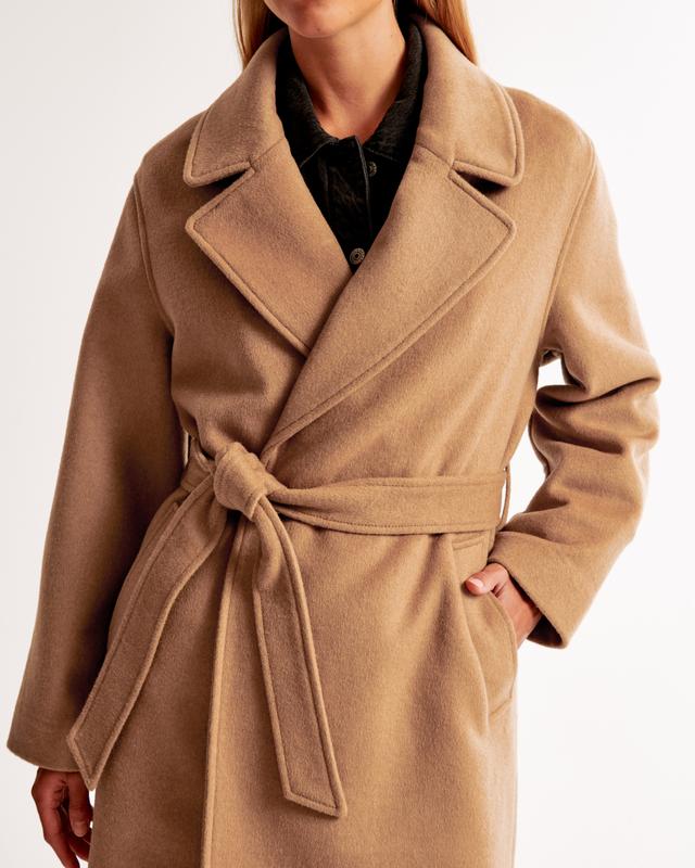 Double-Cloth Belted Wool-Blend Coat Product Image