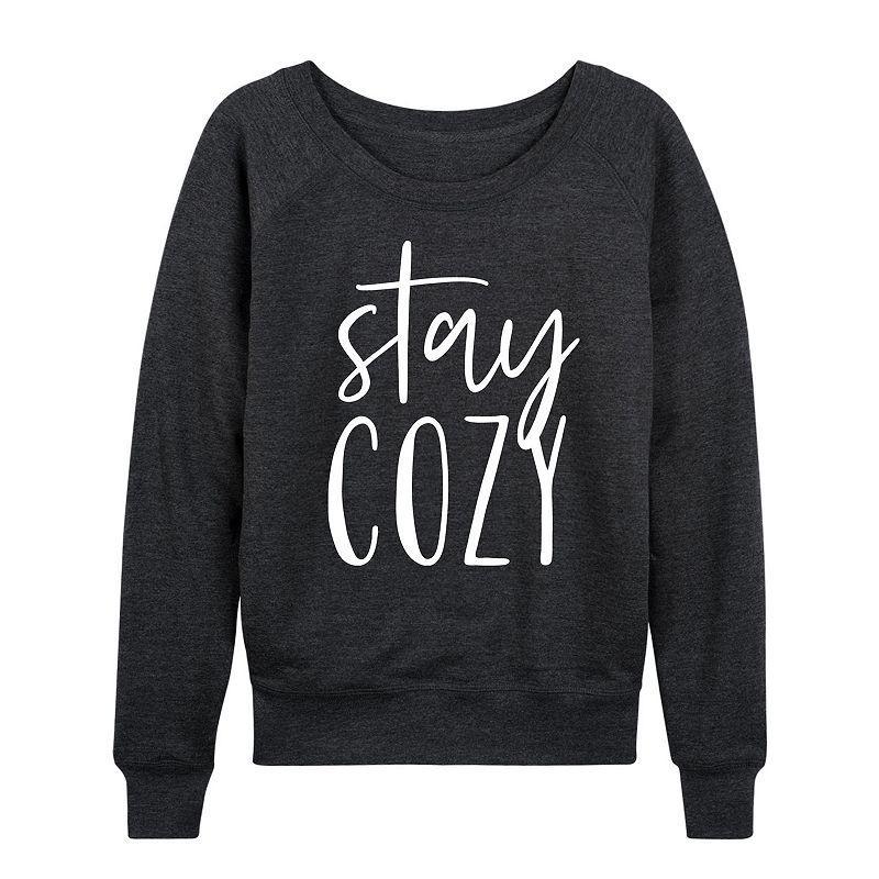 Womens Stay Cozy Lightweight French Terry Sweatshirt, Girls Grey Blue Product Image