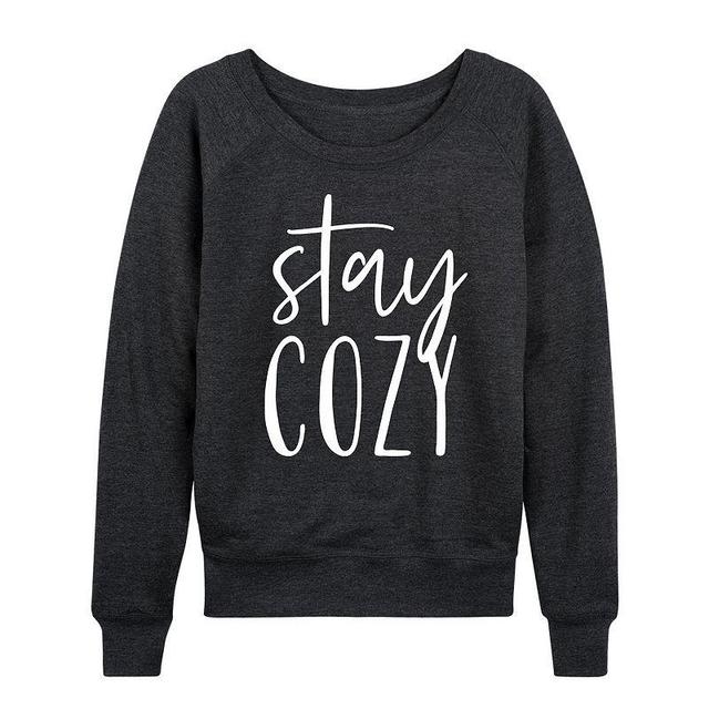 Womens Stay Cozy Lightweight French Terry Sweatshirt, Girls Heather Grey Product Image