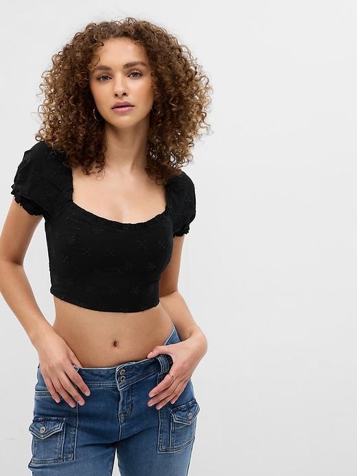 Organic Cotton Puff Sleeve Crop Top Product Image