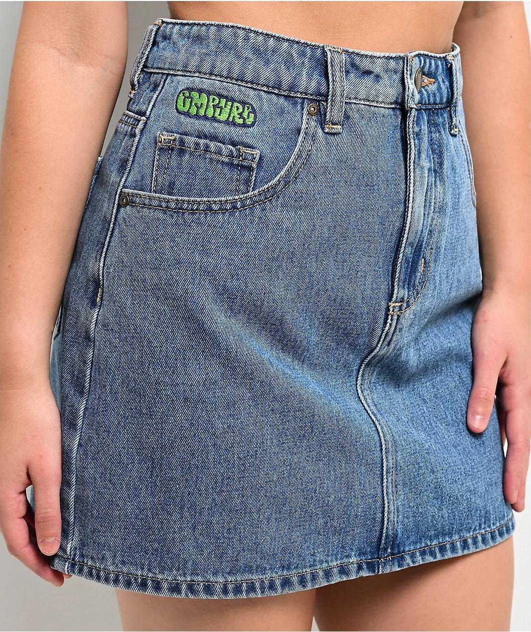 Empyre Leah Billie Wash Blue Denim Skirt Product Image