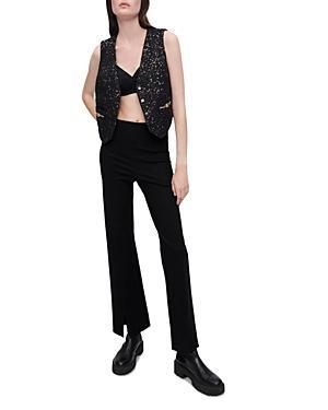 Womens Black Slim-Fit Trousers With Slits Product Image