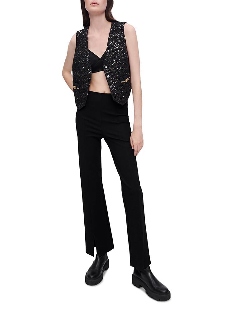 Womens Black Slim-Fit Trousers With Slits Product Image