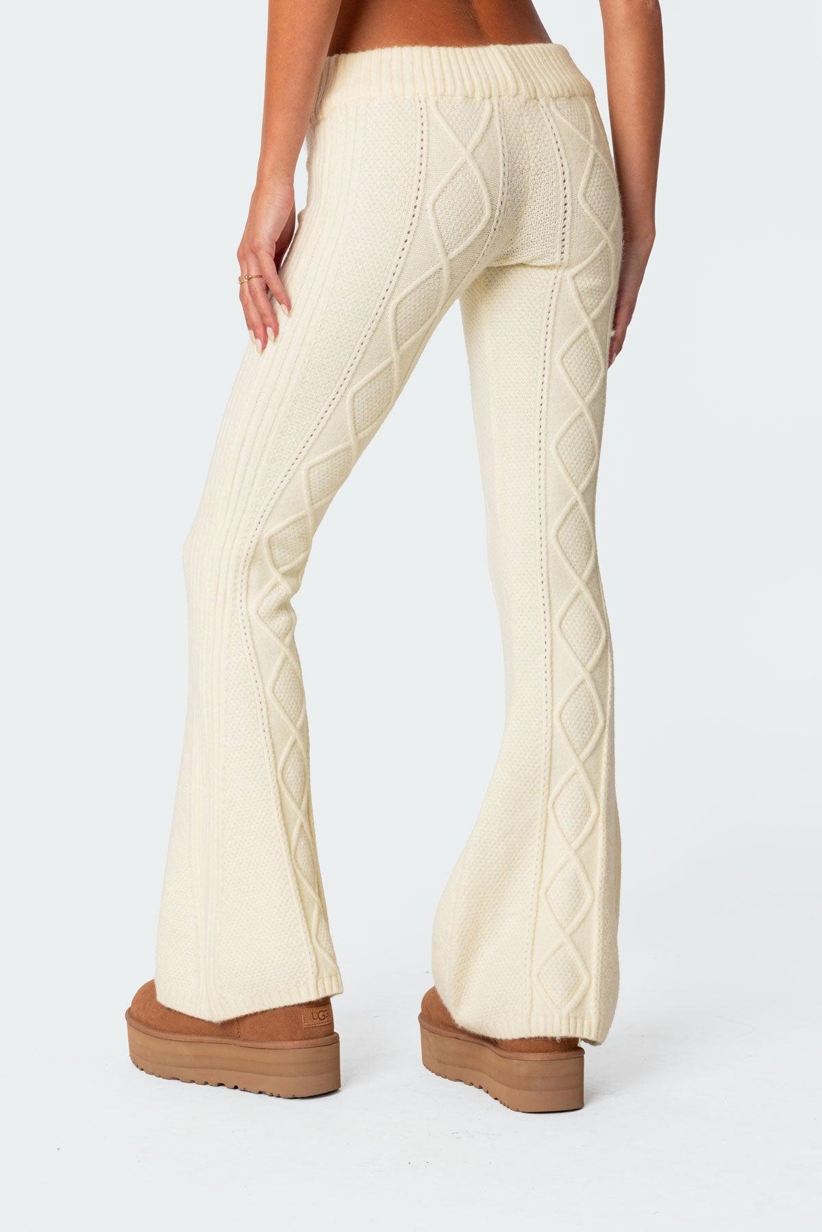 Ray Cable Knit Flared Pants Product Image