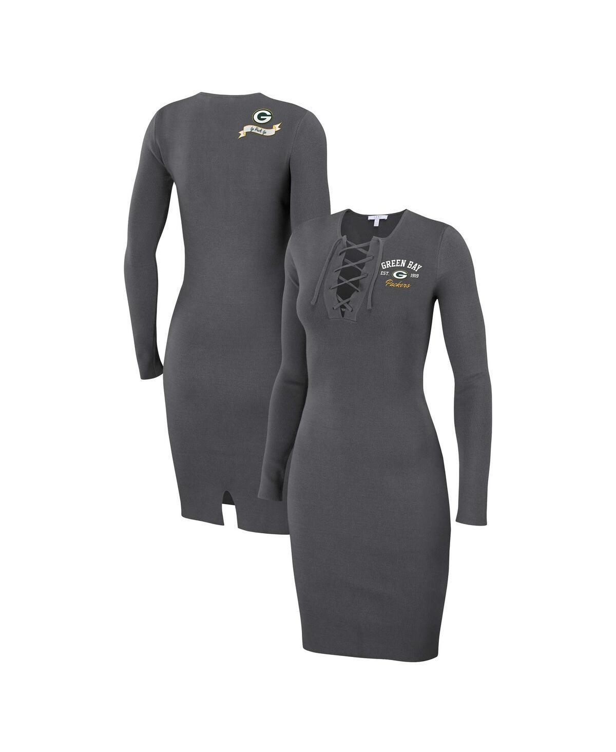 Womens WEAR by Erin Andrews New England Patriots Lace Up Long Sleeve Dress Blue Product Image