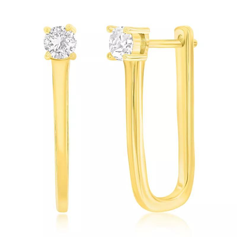 Argento Bella Sterling Silver Cubic Zirconia U-Shape Earrings, Womens, Gold Tone Product Image