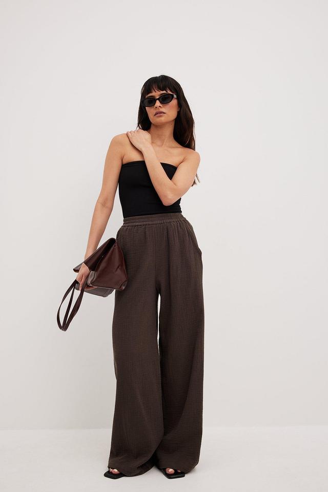 Structured Flowy Elastic Waist Pants Product Image