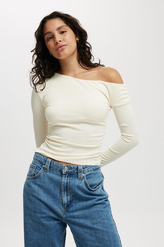 Cotton On Women - Marlow Asymmetrical Long Sleeve Top - Lemon icing Product Image