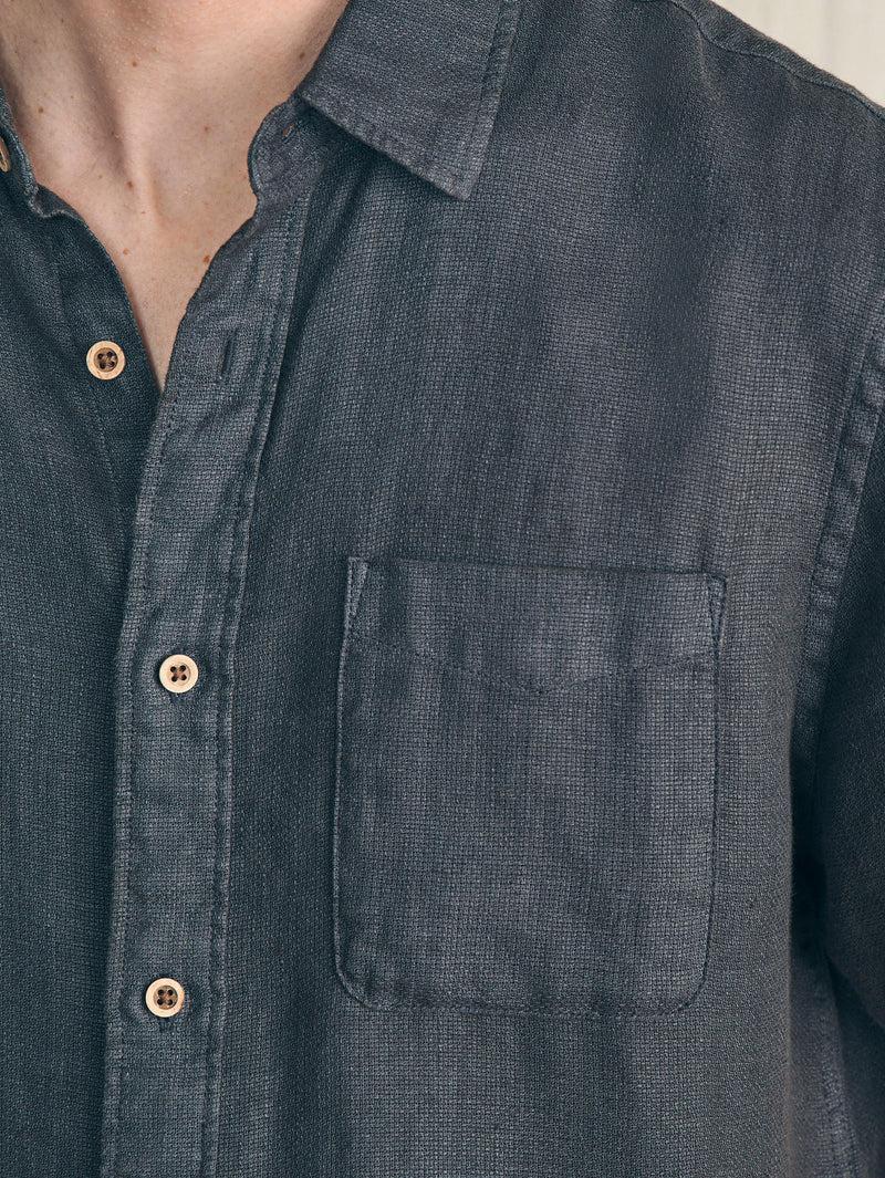 Short-Sleeve Palma Linen Shirt - Washed Black Basketweave Product Image