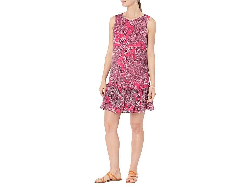 Tommy Hilfiger Paisley Flounce Hem Dress (Magenta ) Women's Dress Product Image