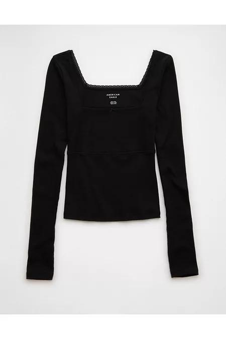 AE Square Neck Lace Long-Sleeve T-Shirt Women's Product Image