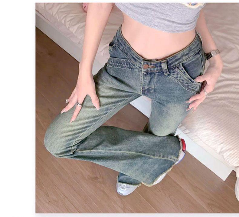 High Waist Washed Flared Jeans Product Image