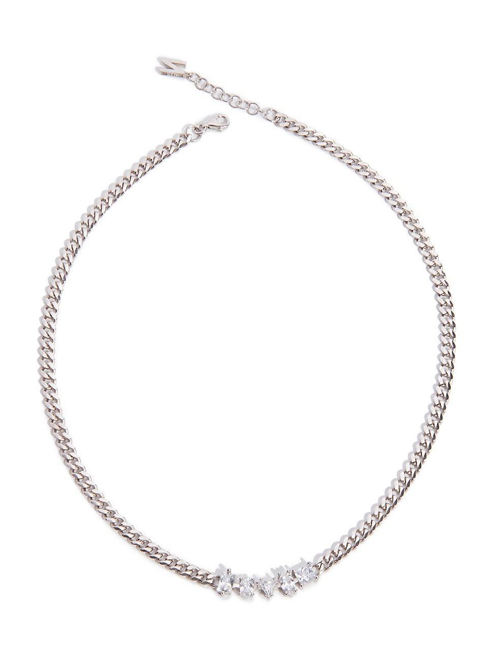 Womens The Collection Carrie Rhodium Vermeil & Crystal Necklace Product Image