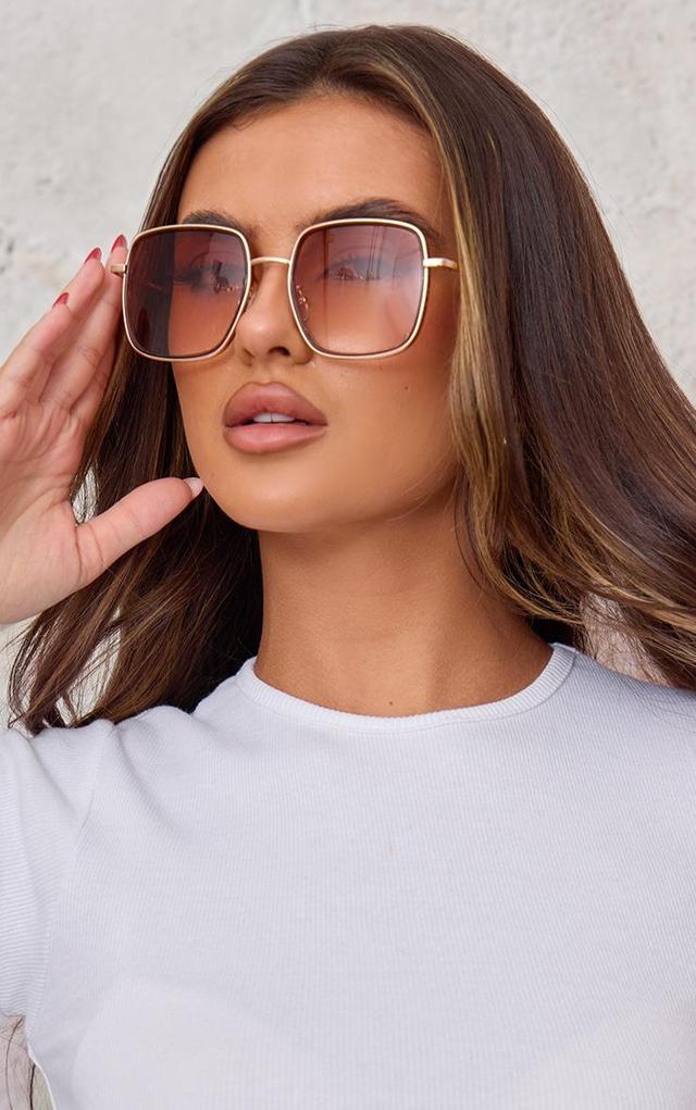 Rose Gold Frame Oversized Square Sunglasses Product Image