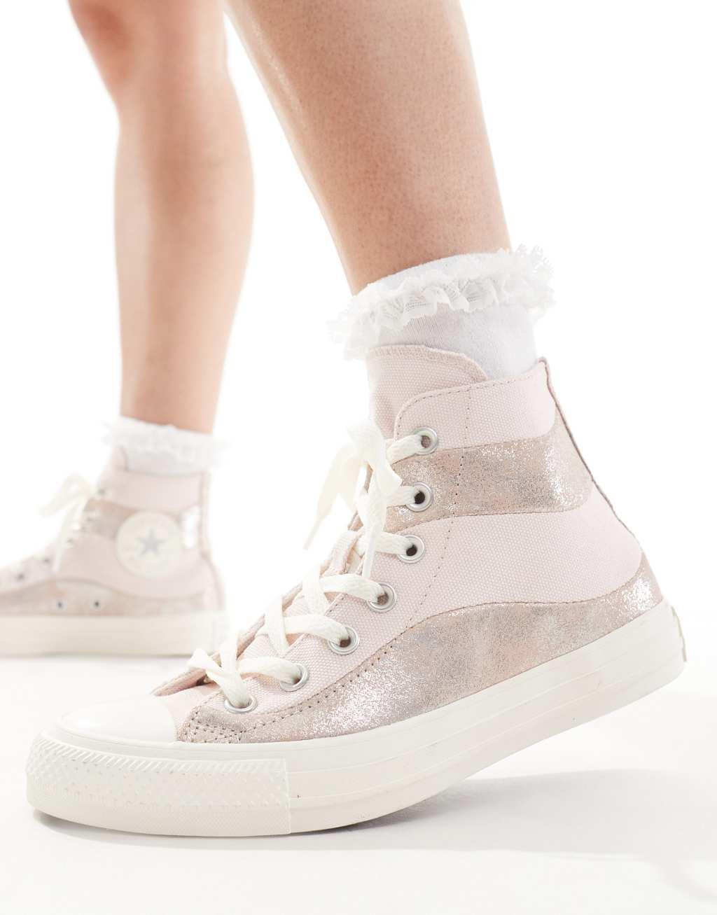 Converse Chuck Taylor All Star suede sneakers in pink metallic Product Image