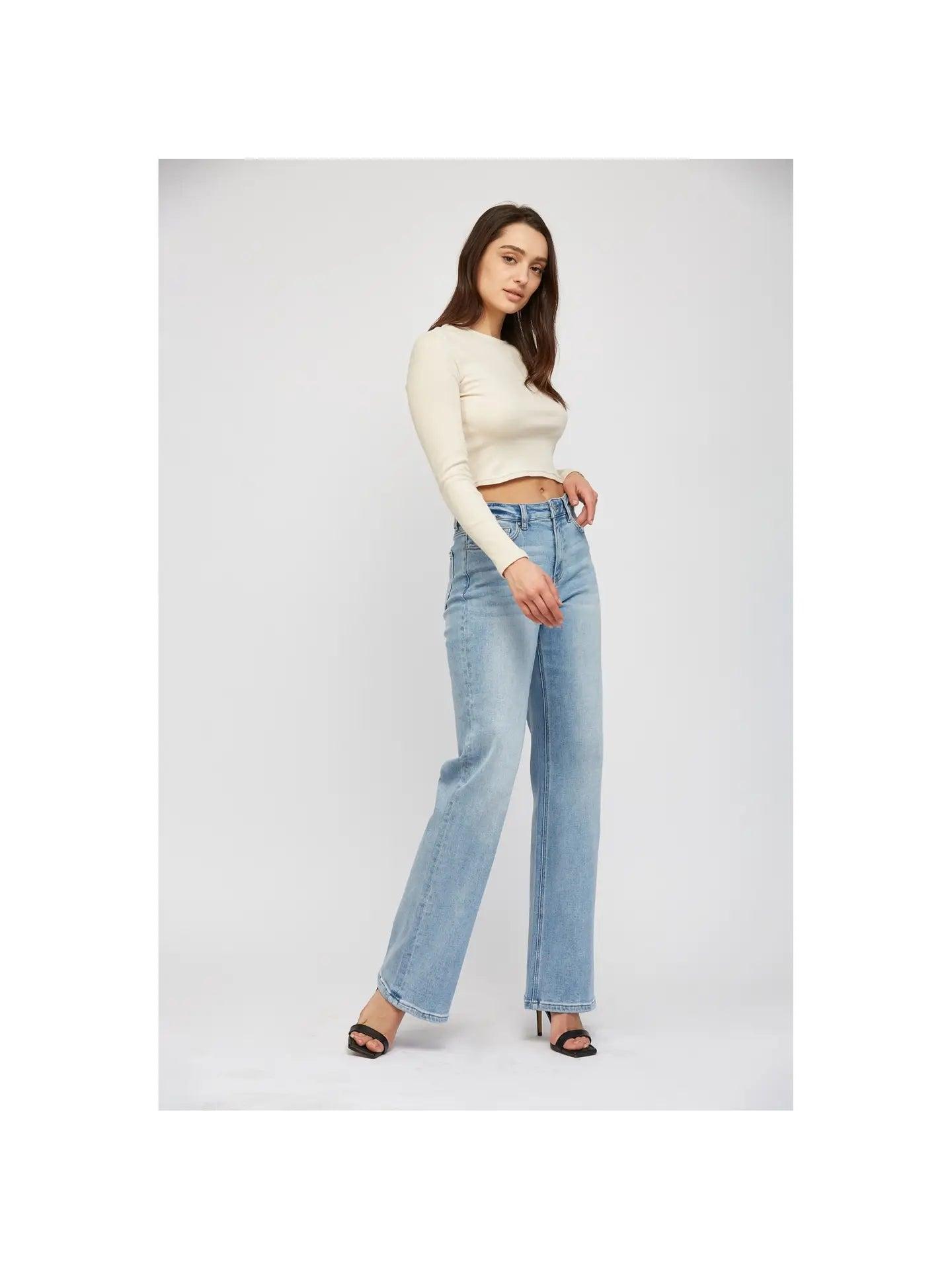 Mica Denim Super High Rise Wide Leg Jeans Female Product Image