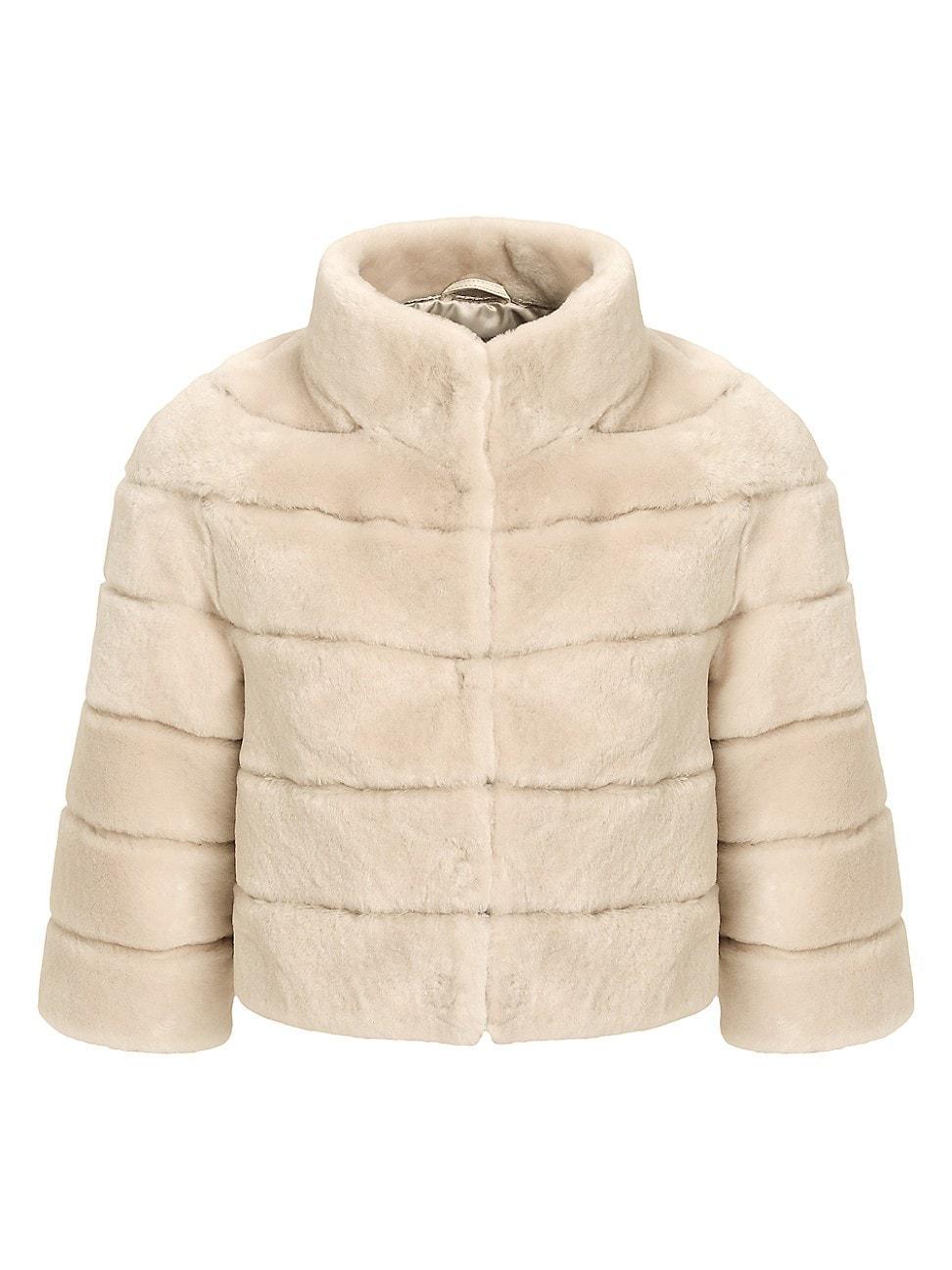 Womens Shearling Lamb Bolero Coat Product Image