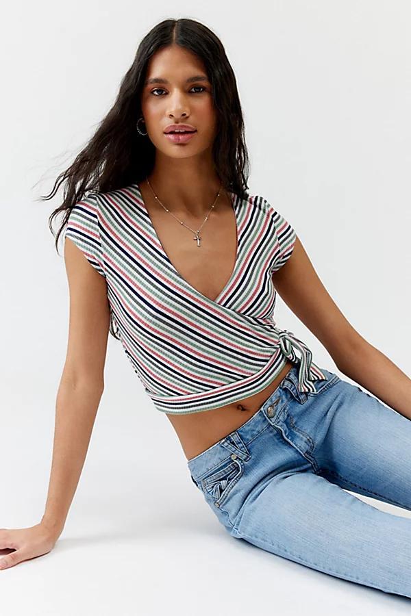 Silence + Noise Tanya Striped Wrap Top Womens at Urban Outfitters Product Image