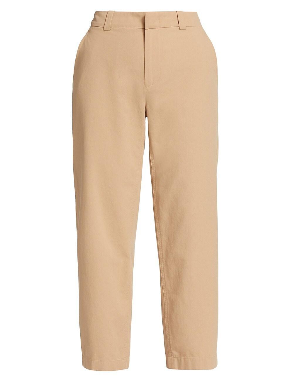 Womens Washed Cotton Mid-Rise Crop Pants product image