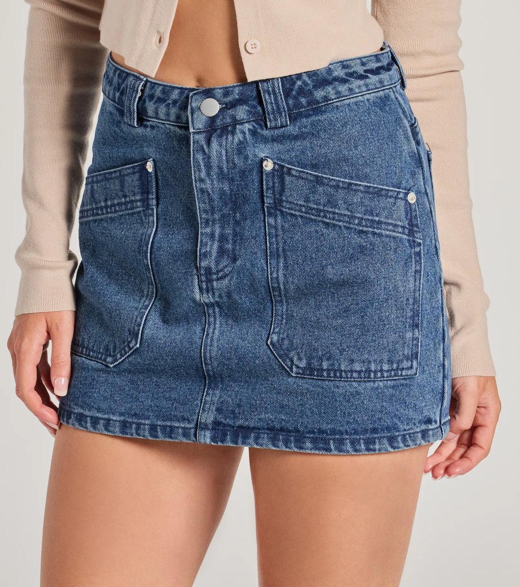 Casual Vibes High Waist Denim Mini Skirt product image