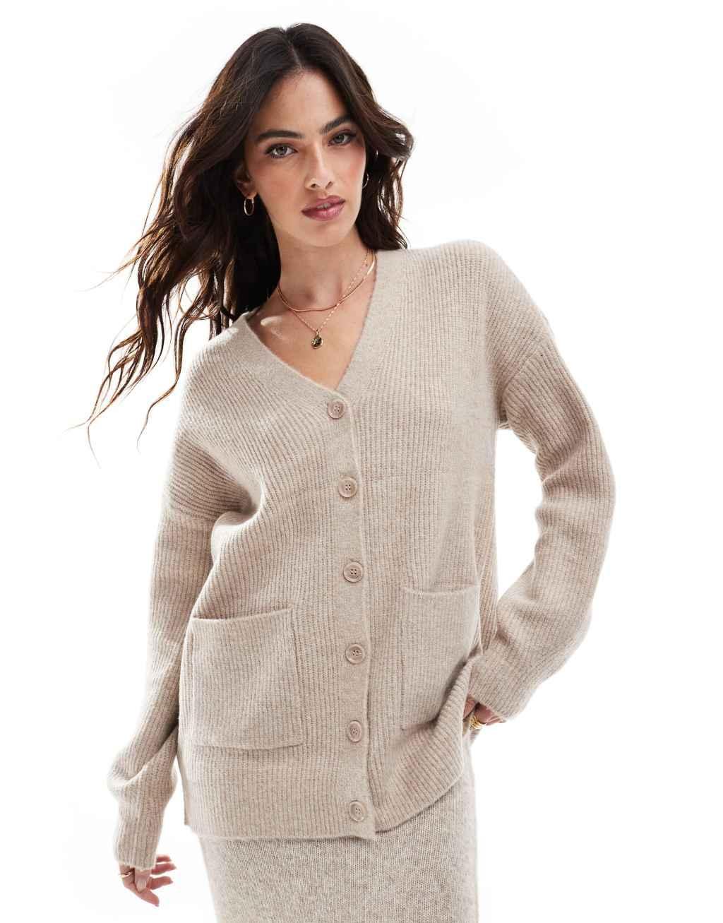 Vila longline cardigan in cream Product Image