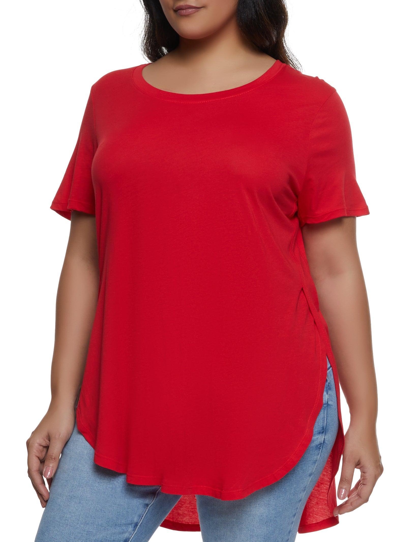 Womens Plus Size Basic Split Hem Tee Product Image