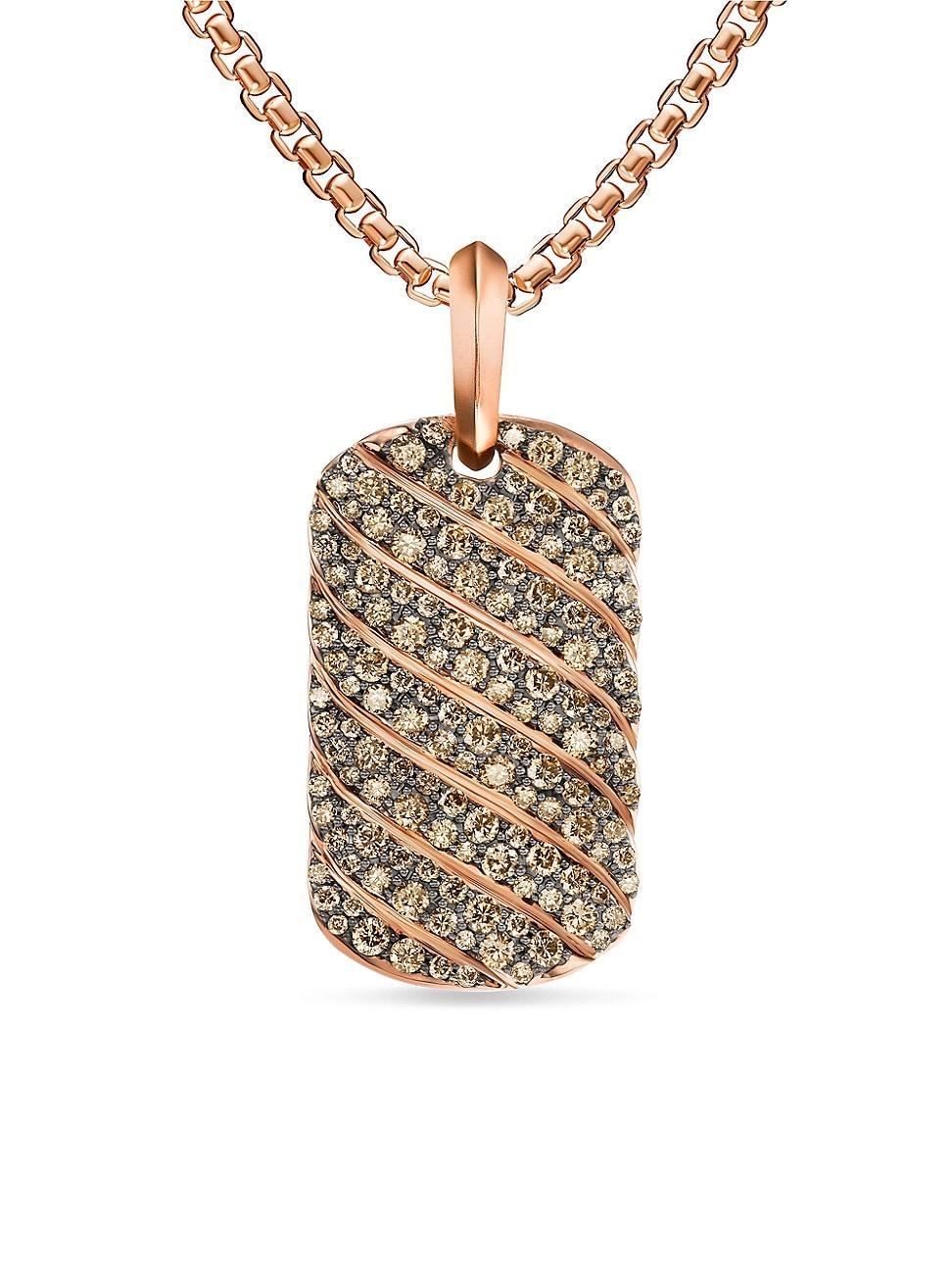 Mens Sculpted Cable Tag in 18K Rose Gold Product Image