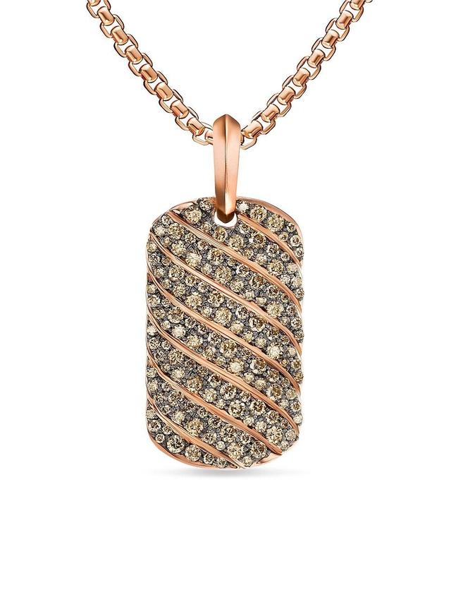 Mens Sculpted Cable Tag in 18K Rose Gold Product Image