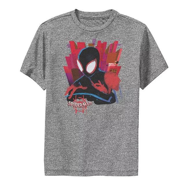 Boys 8-20 Marvel Spiderverse Dark Black Spider-Man Performance Graphic Tee, Boys Grey Heather Product Image