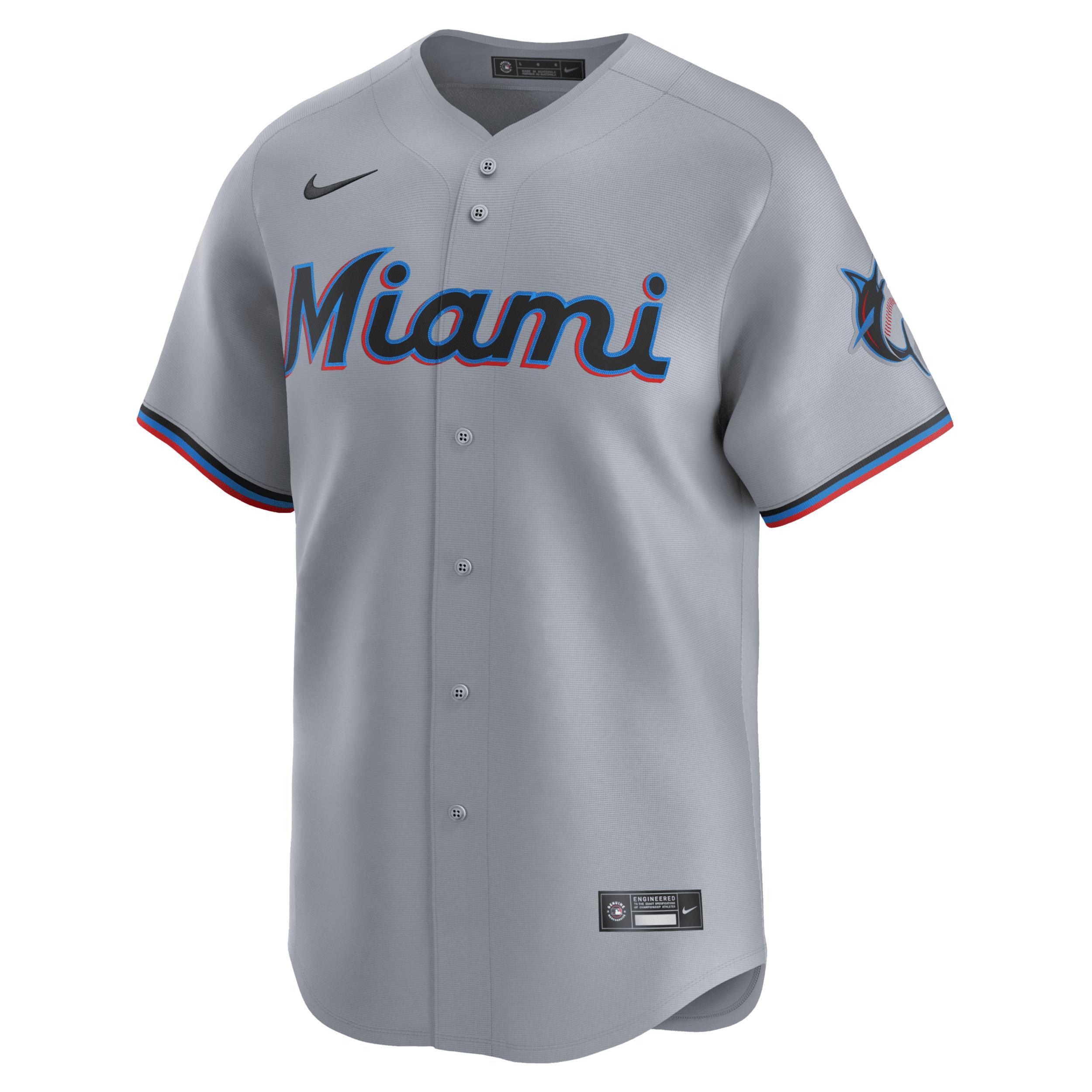 Mens Nike Gray Miami Marlins Road Limited Jersey Product Image