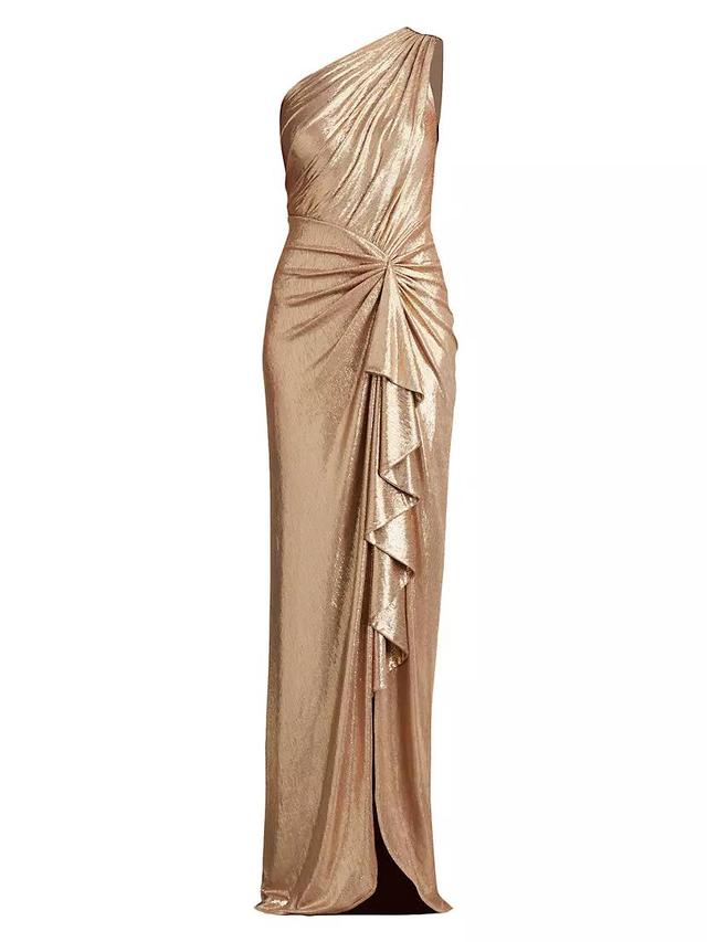 One-Shoulder Metallic Jersey Gown Product Image