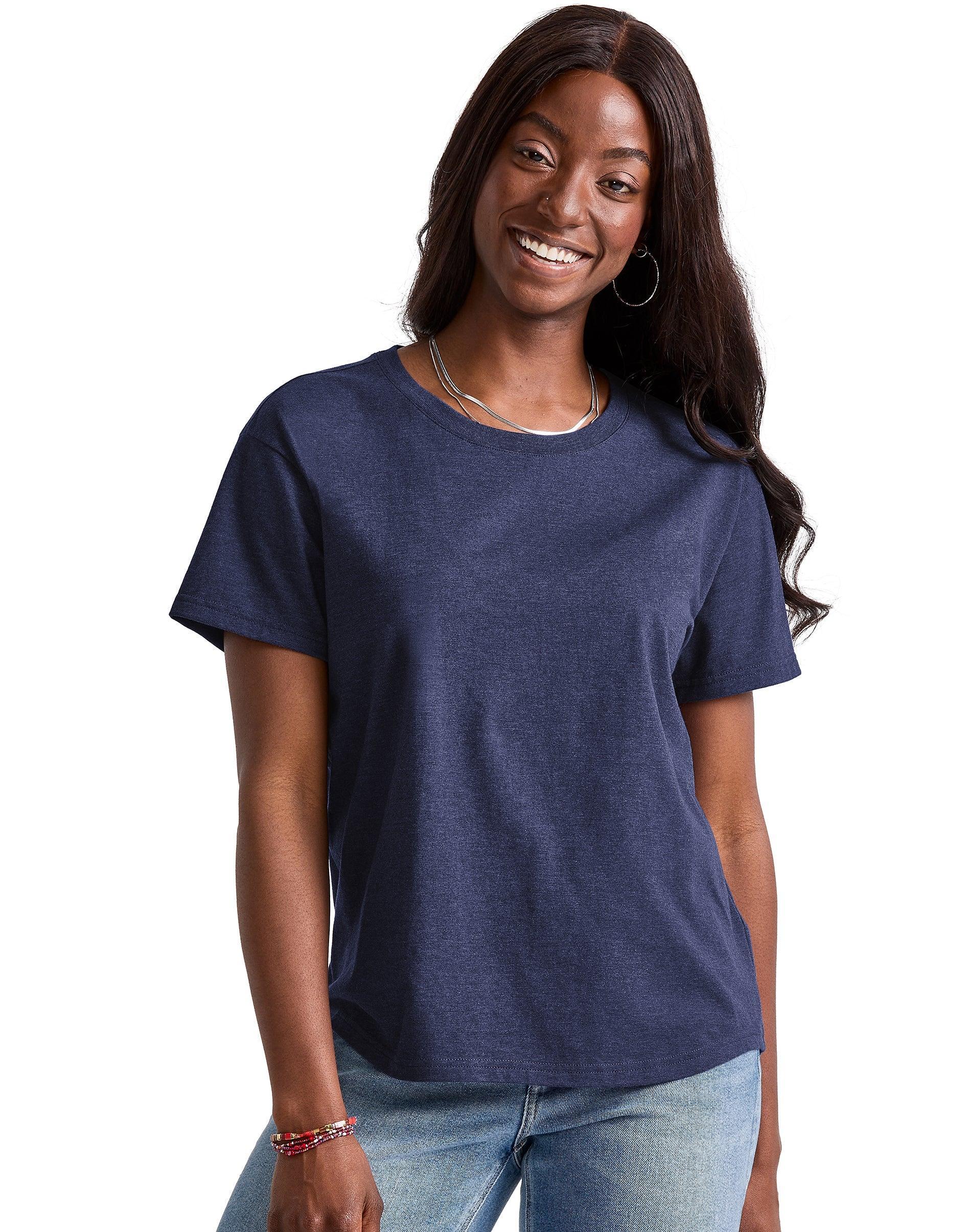 Womens Hanes Originals Relaxed Fit Cotton Tee Light Grey Product Image