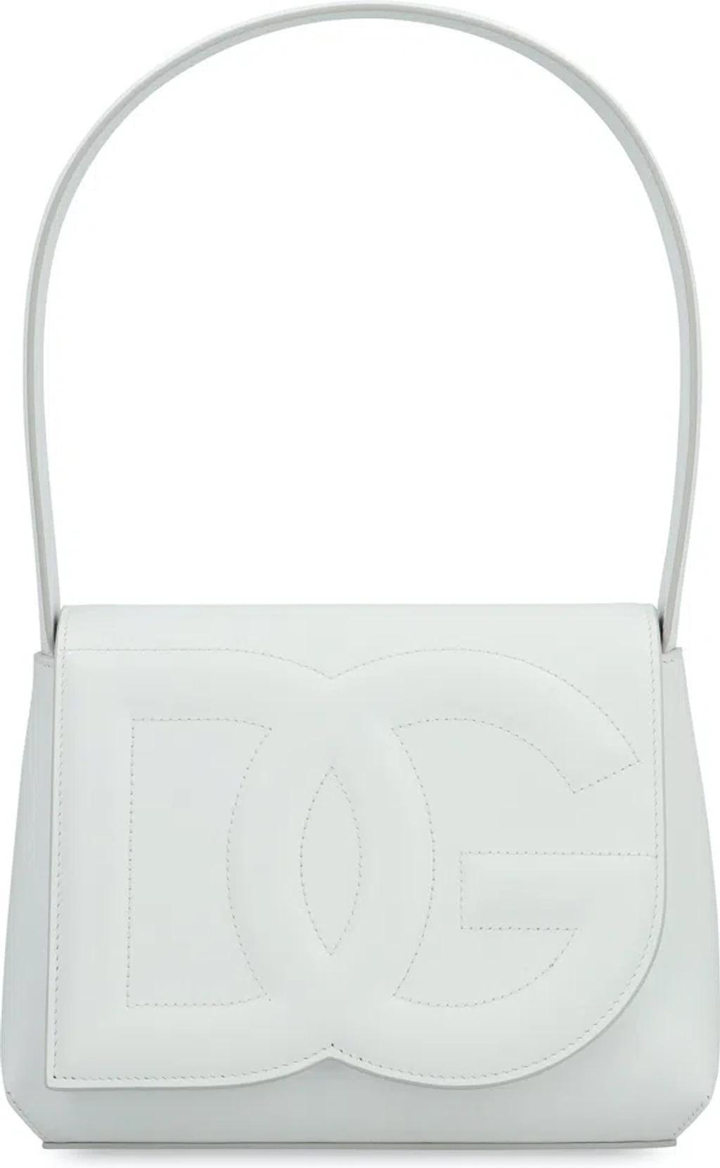 Women's Dg Logo Leather Shoulder Bag In White Product Image