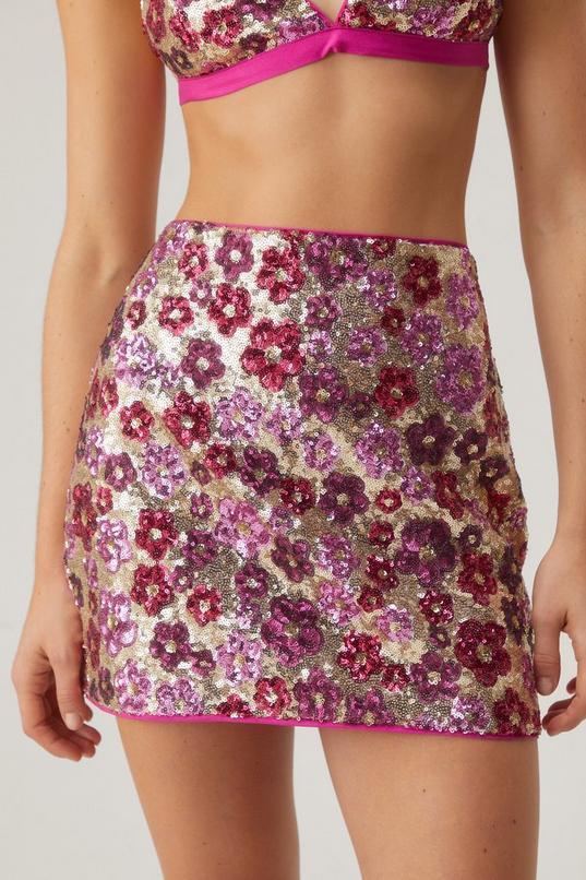 Floral Sequin Mini Skirt product image