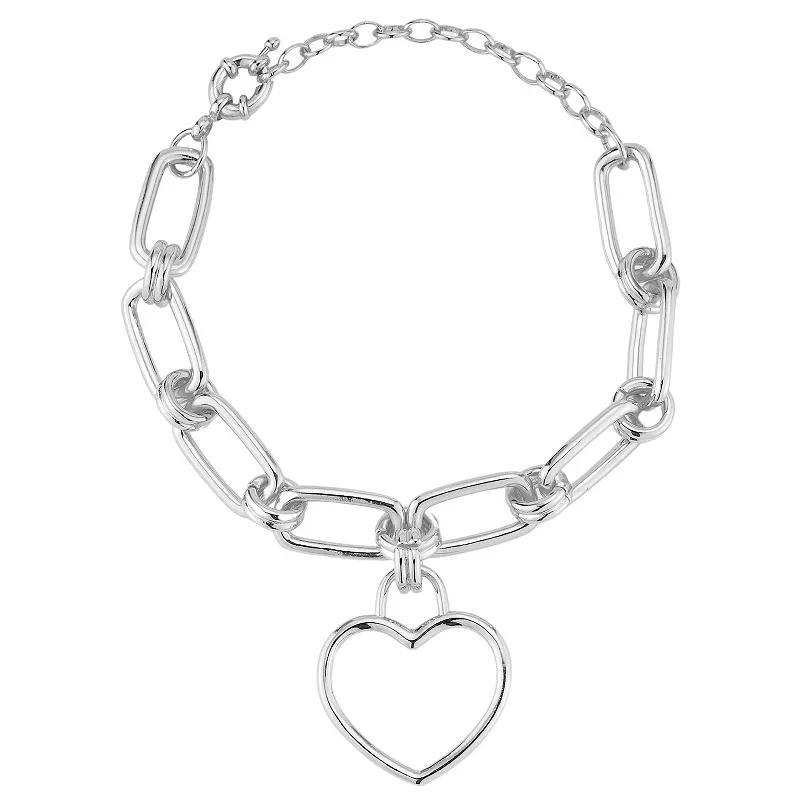 WINX 18k Gold Plated Open Heart Bracelet, Womens Silver Tone Product Image