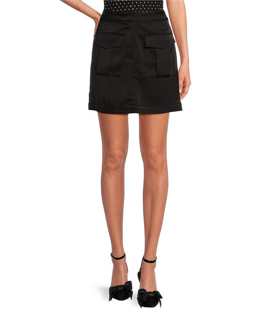 Skies Are Blue Satin Cargo Pocket Mini Skirt Product Image