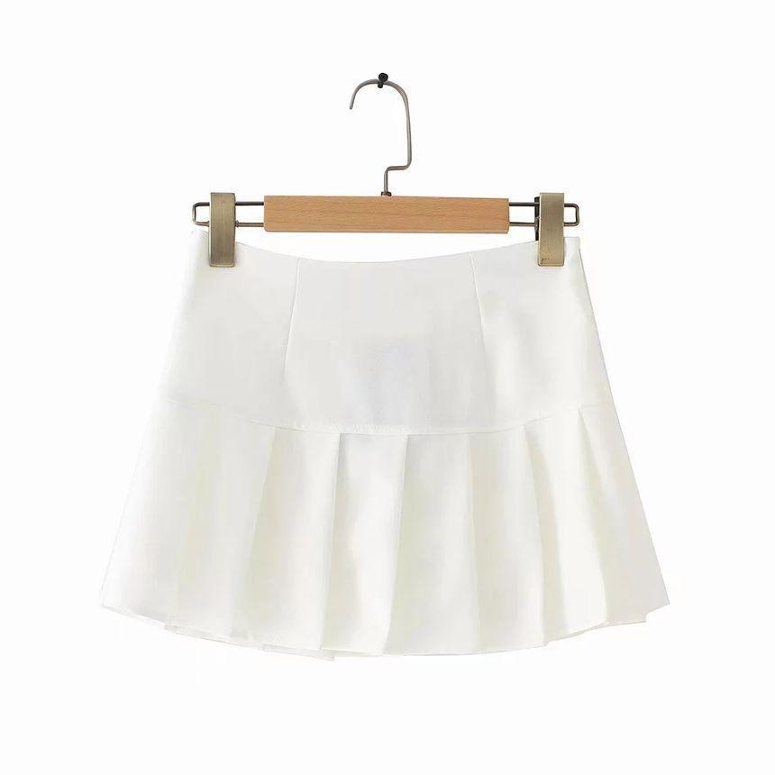 Pleated A-Line Mini Skirt Product Image