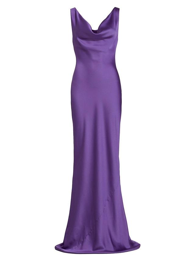 Womens Satin Cowl-Neck Gown Product Image