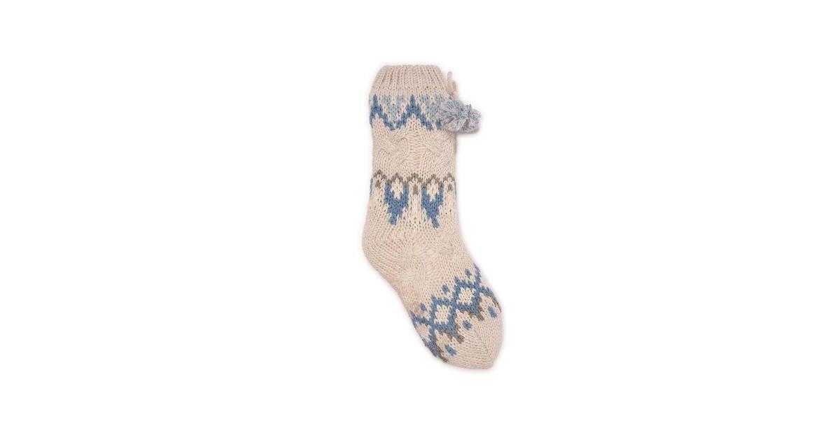 Womens MUK LUKS Cable Knit Cabin Socks Dark Gray Grey Product Image